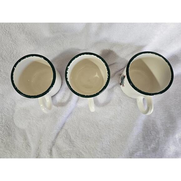 (Set of 3) Vintage Furio Coffee Mug Cup Christmas Sponged Trees Italy White 4" - Picture 4 of 9